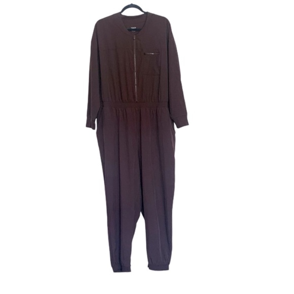 Old Navy StretchTech Cropped Zip Bomber Jumpsuit, Size 2X Plum Wine - Picture 5 of 9